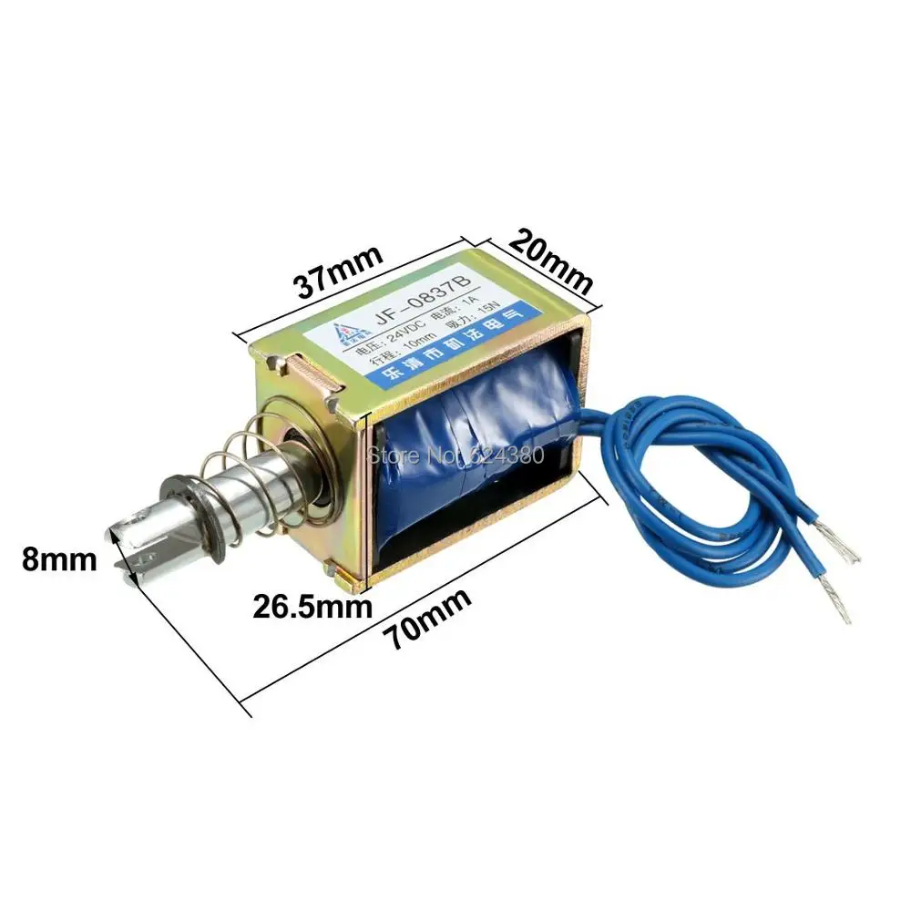 

JF-0837B DC24V DC12V DC6V 1A 24W 15N 10mm Pull Push Type Linear Motion Solenoid Electromagnet