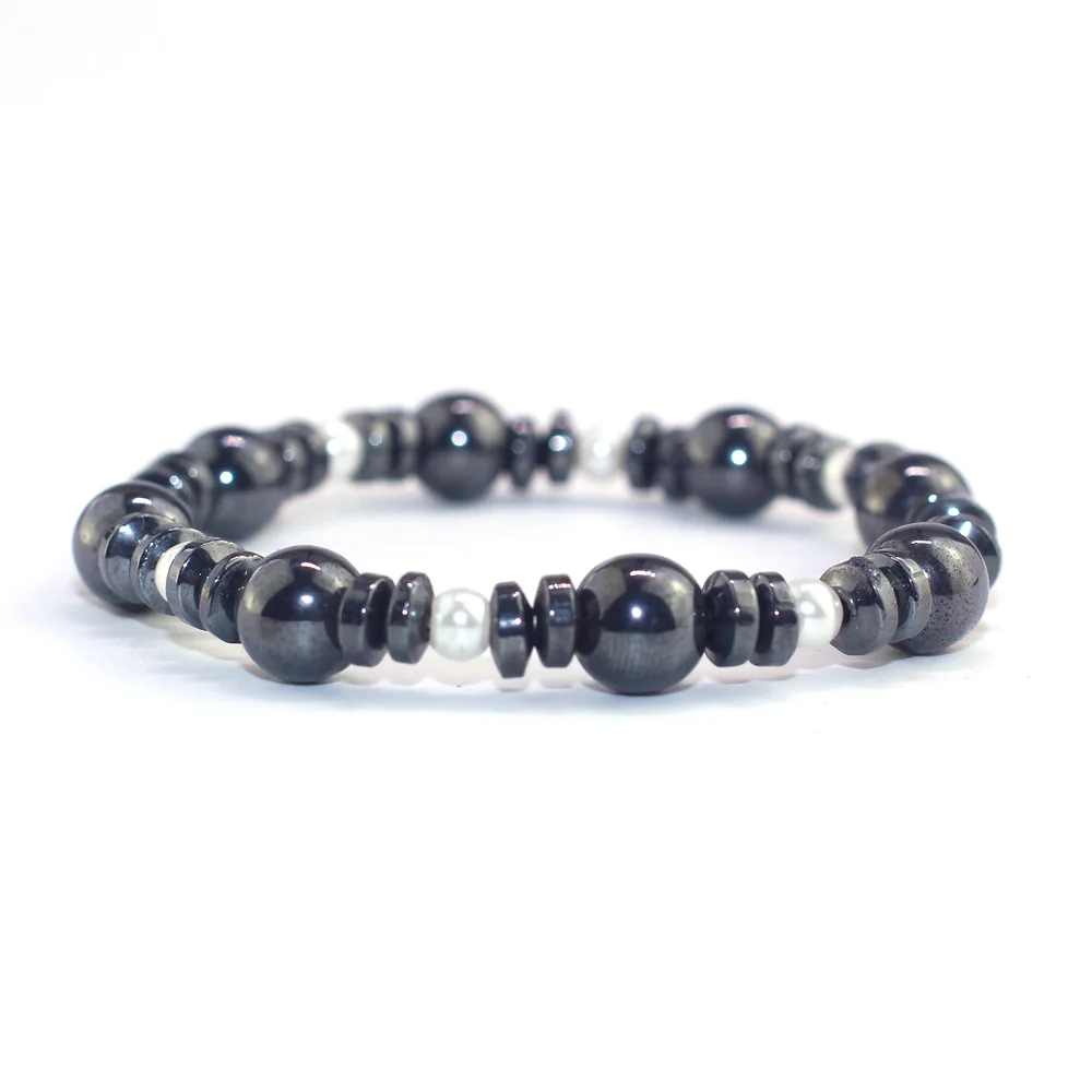 8 PCT Bead Clip Anti-fatigue Men Bracelet Magnetic Therapy Health Care Black Gallstone Elastic Bracelets | Украшения и аксессуары