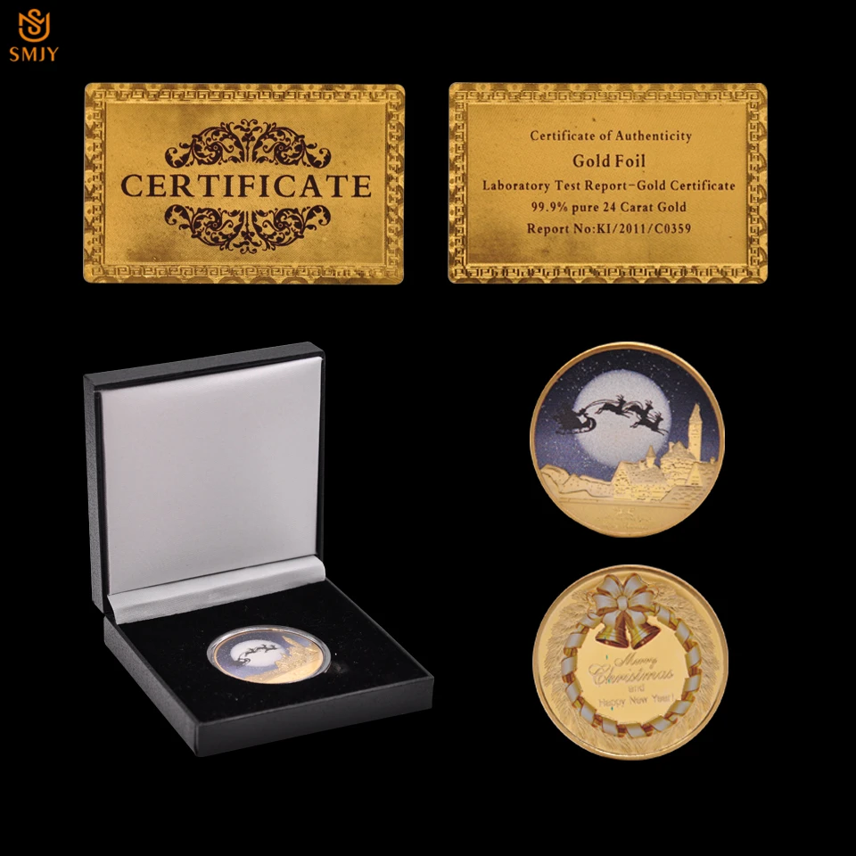 2017 Счастливого Рождества Санта Клаус Олень позолоченная копия монеты
