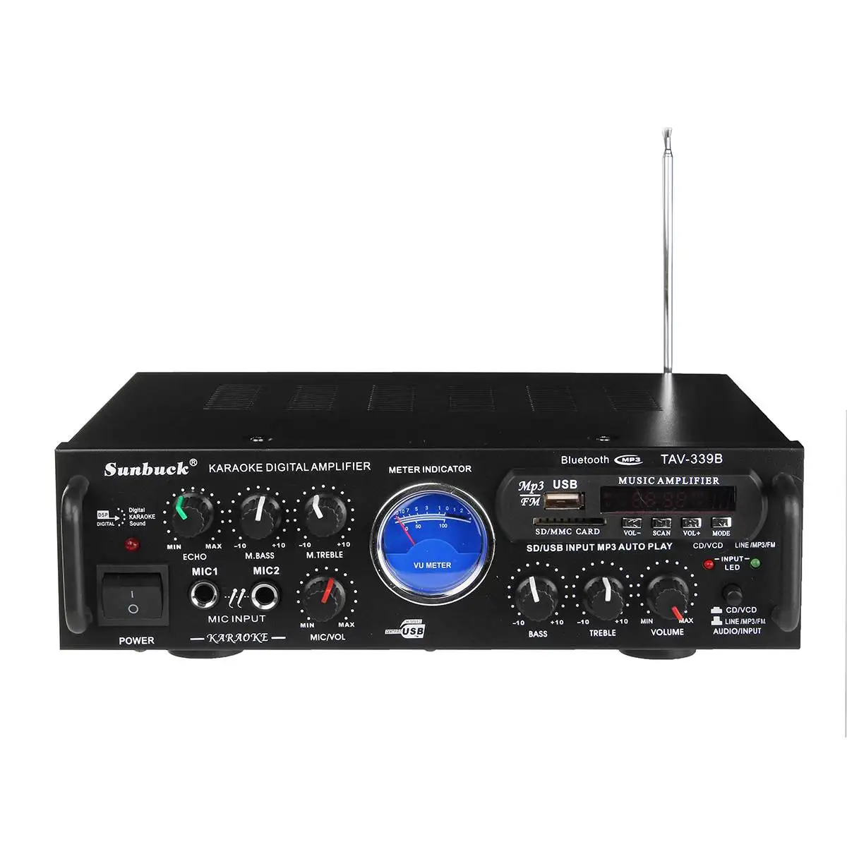 110 в 600 Вт bluetooth усилитель мощности VU метр FM 2CH USB SD караоке домашние усилители театр