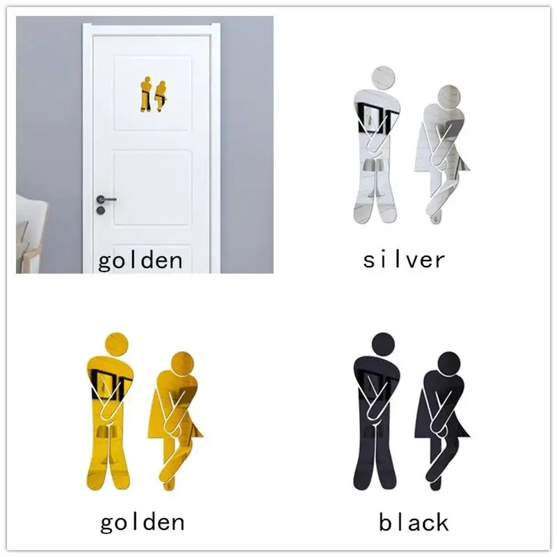 

WC Wall Sticker Restroom Man Woman Washroom Toilet Sticker Family DIY Decor Mirror Sticker Home Decor For Bathroom