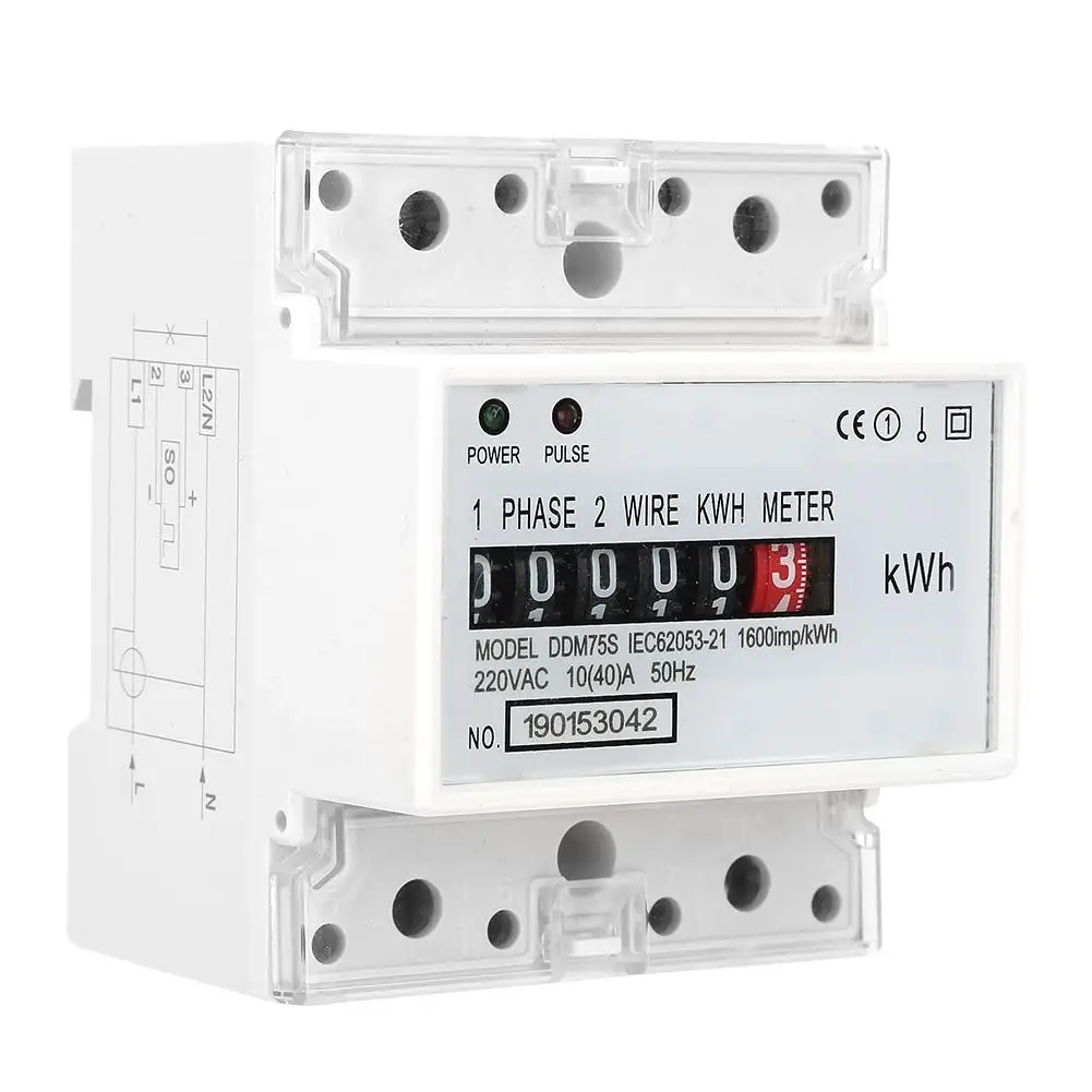 Однофазный 4P LED din-рейка энергопотребление Wattmeter Energy Mete DDM75S 10-40A высокое качество |