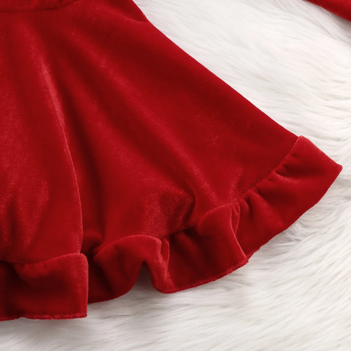 Вельветовая одежда с длинными рукавами для маленьких девочек красное платье