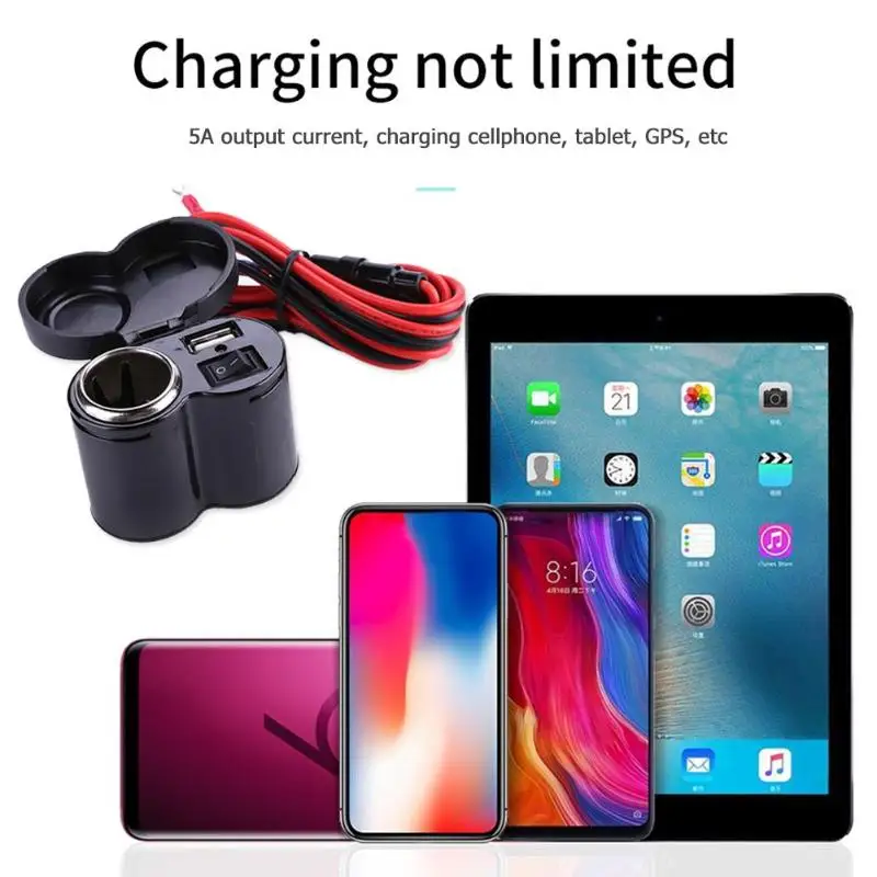 USB зарядное устройство для Руля Мотоцикла скутера синего
