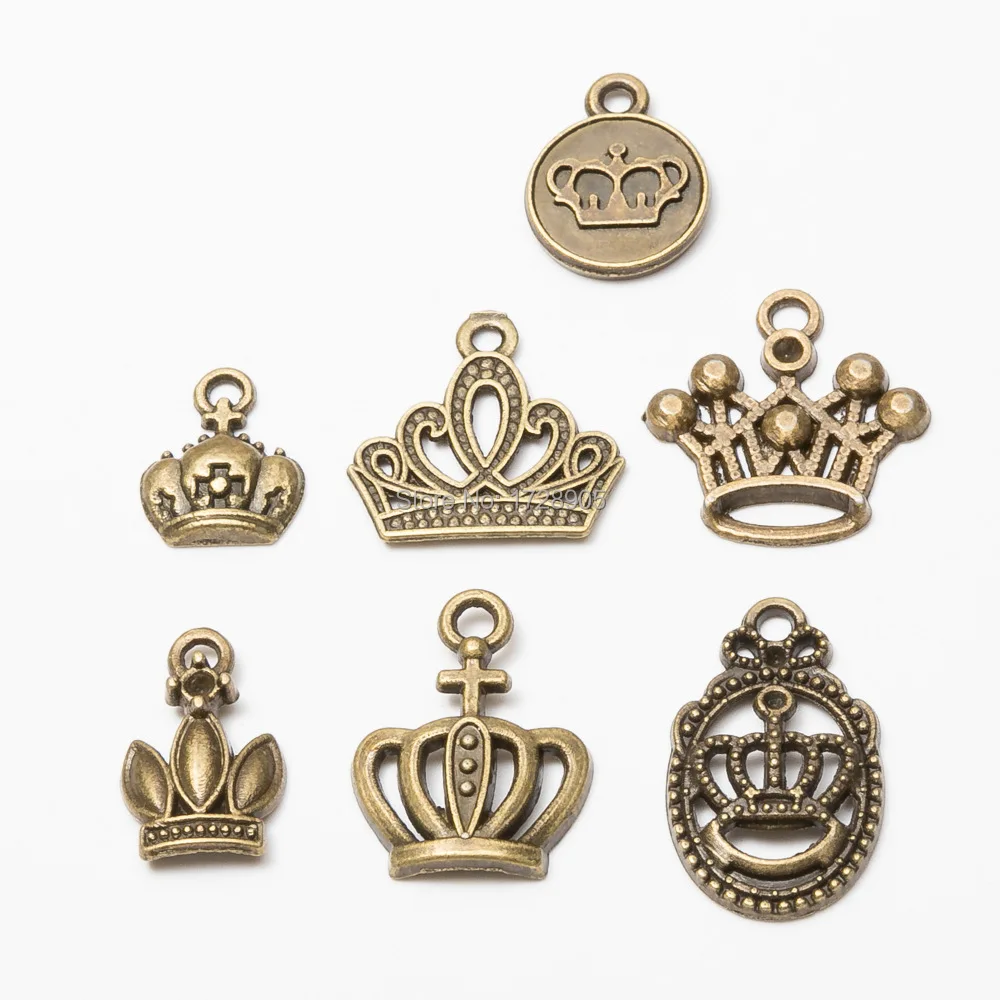 

Queen Crown Charm Antique bronze Color Princess Crown Charms Pendants for Bracelets Imperial Crown Charms Making Jewelry 10pcs