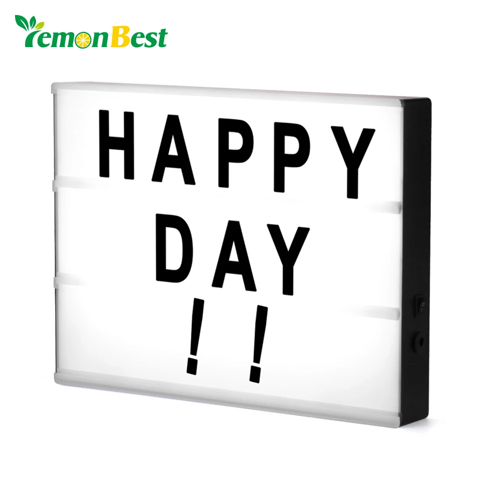 LemonBest LED Cinematic Night Light Box With DIY 84 PCS BLACK Letters Cards AA BATTERY Or USB PORT Powered Cinema Lightbox | Освещение