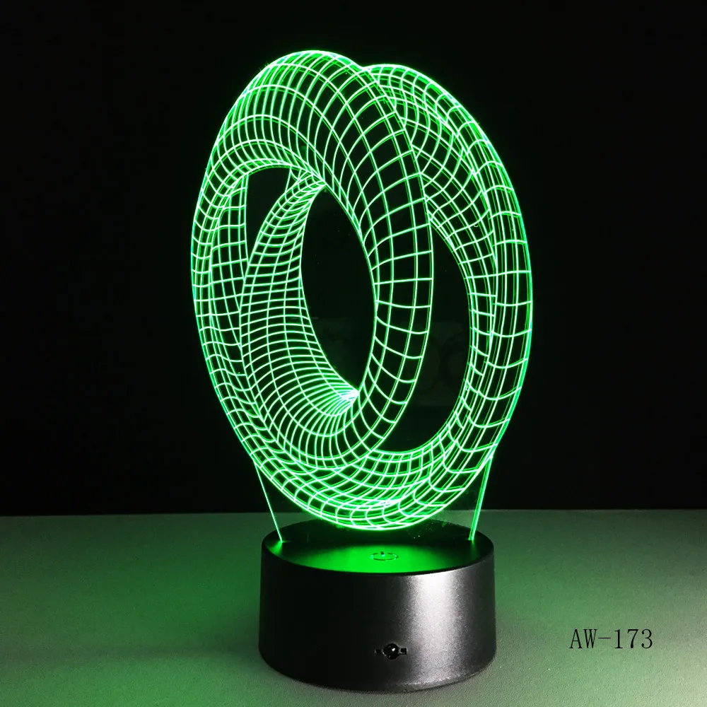 Ночная лампа с абстрактной 3D графикой 7 цветов сенсорная изменяющаяся акриловая