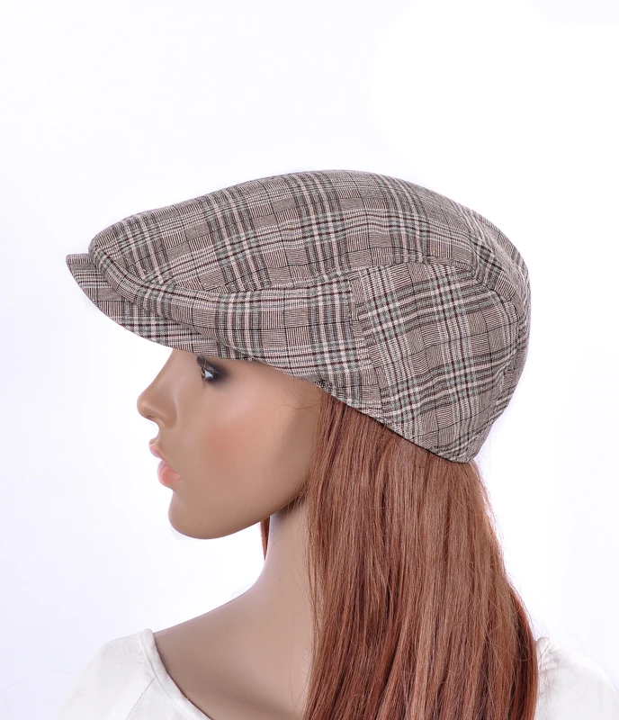 M534 Новая Женская Блестящая Кепка цвета хаки в клетку Newsboy Cabbie Costume Hat |