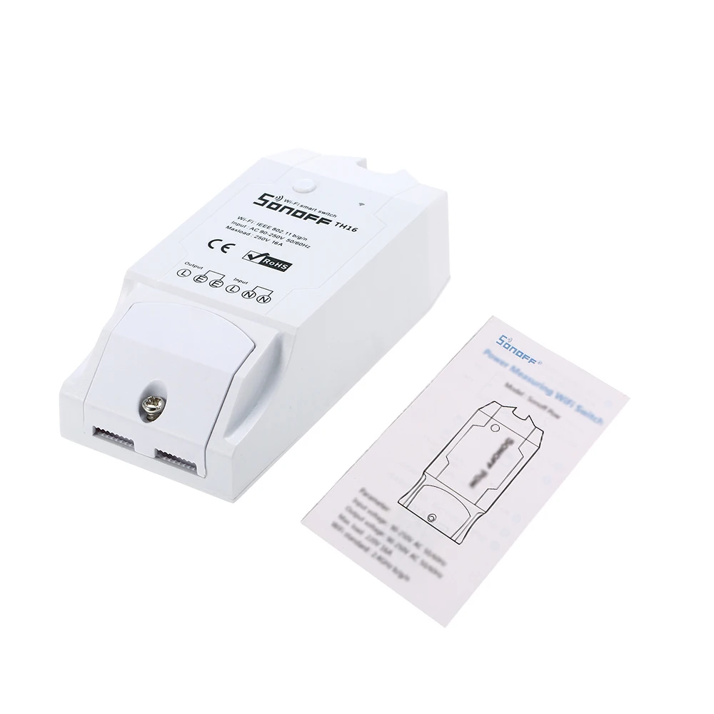 Умный Wi-Fi переключатель SONOFF TH16 16 А/3500 Вт мониторинг температуры и влажности