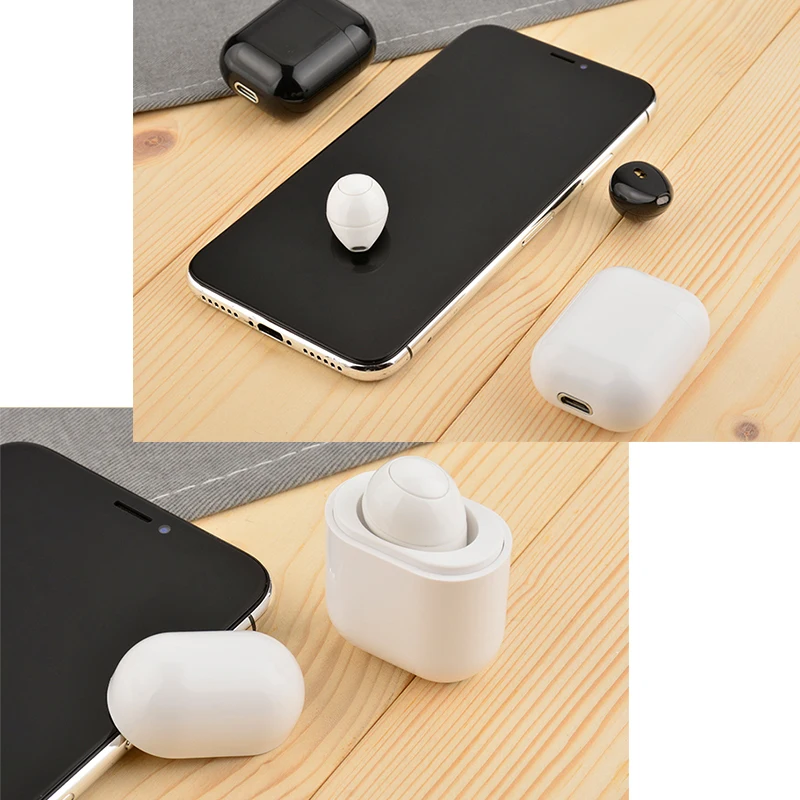 Single Mini Small Stereo Earbuds wireless Bluetooth earphone with Charging Box Micro-MINI Earpiece Headset headphone | Электроника