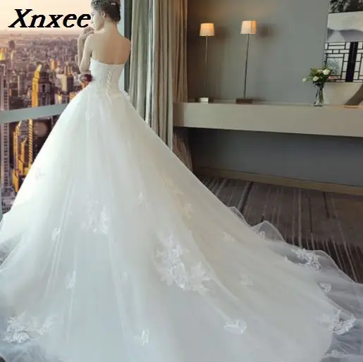Xnxee Модные Винтажные белые платья с длинным шлейфом Vestidos de Noivas Большие размеры