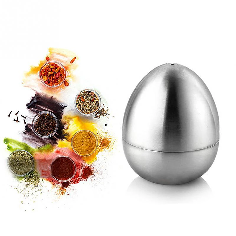 Hot Sale Stainless Steel Egg Shaped Salt Pepper Shaker Table Server Kitchen Gadgets Herb Spice Tools | Дом и сад