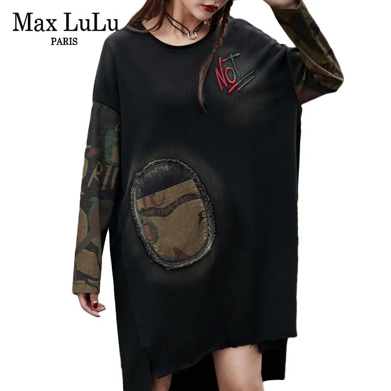 Женское мини платье в стиле панк Max LuLu черное хлопковое Повседневное большого
