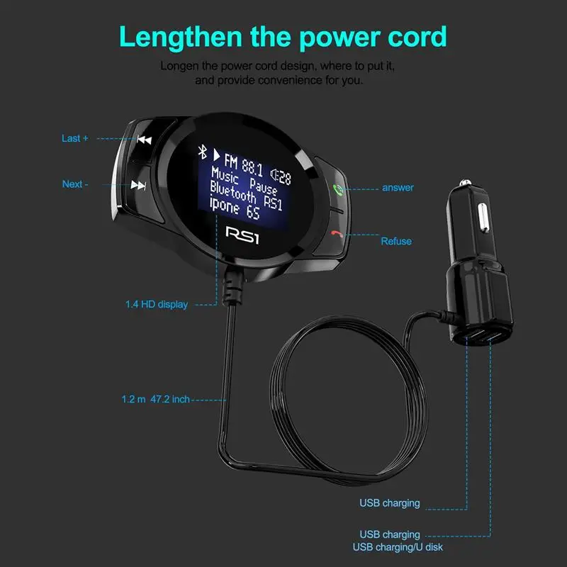 Автомобильный FM-трансмиттер Onever Bluetooth MP3 плеер FM-модулятор громкая связь двойной