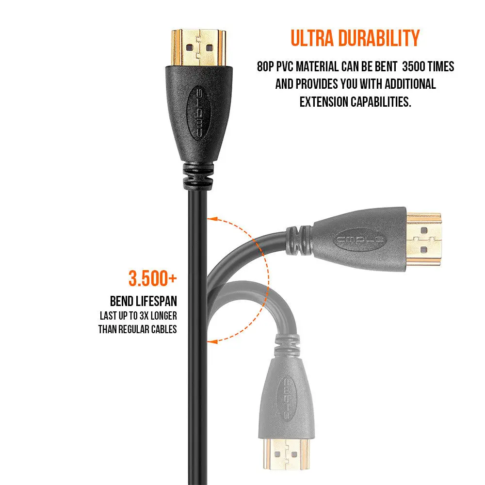 Премиум HDMI кабель v2.0 Золото высокая скорость HDTV UltraHD HD 2160p 4K 3D 0 5 м до м|Кабели HDMI| |