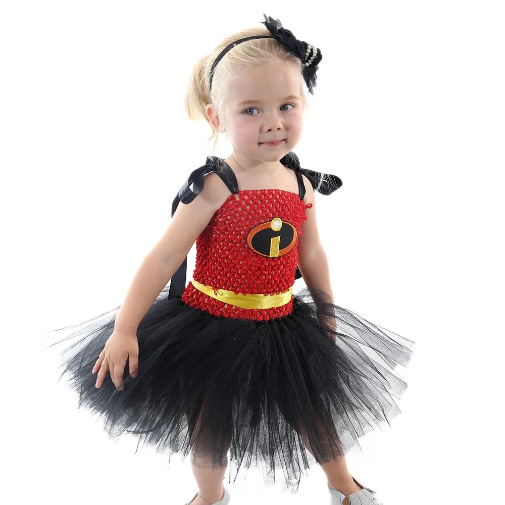 Red Black Incredible Girls Tutu Dress Superhero Theme Birthday Party Dresses Girl Baby Halloween Cosplay Costume for Kids | Детская