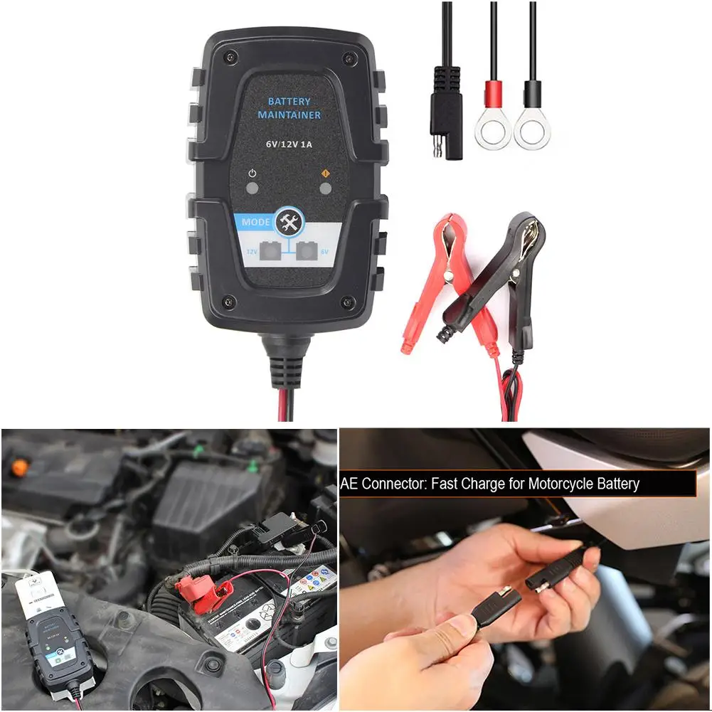 

6V 12V 1A Automatic Smart Battery Charger Maintainer For Car Motorcycle Scooter Battery Charger With SAE Quick Connector