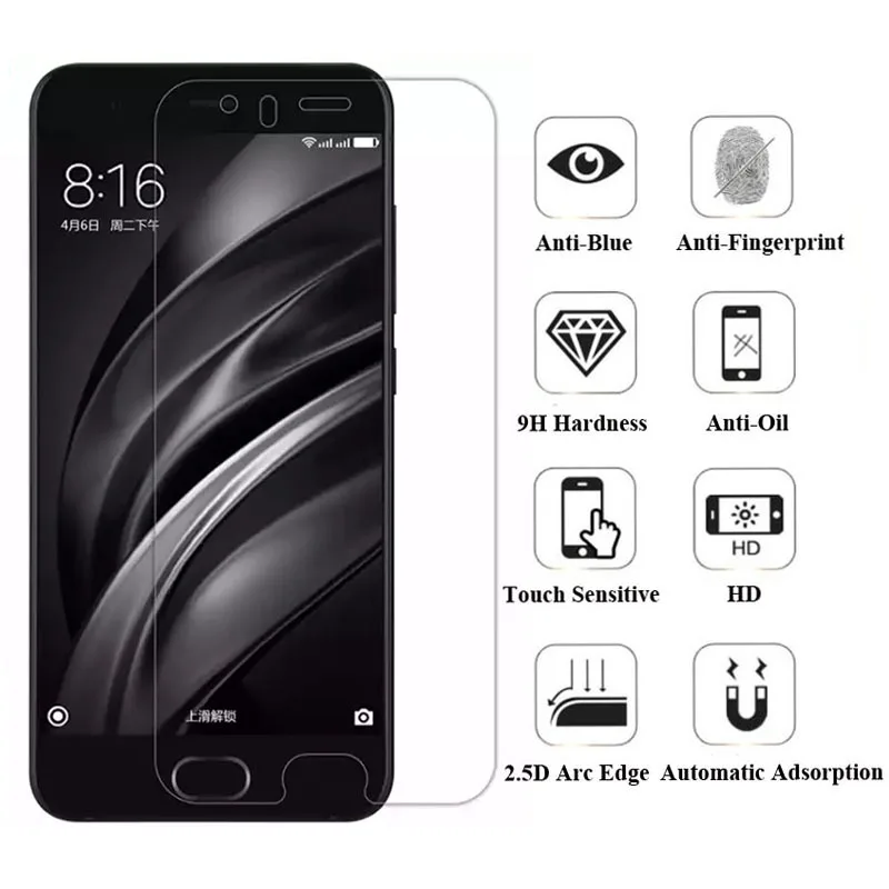 Закаленное стекло для Xiaomi Mi6 защита экрана из стекла Mi A1 A2 LITE 8 8SE 6 8PRO 5 4c |