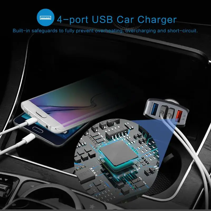 4 портовое USB быстрое автомобильное зарядное устройство Адаптивное QC3.0 для IPhone 7