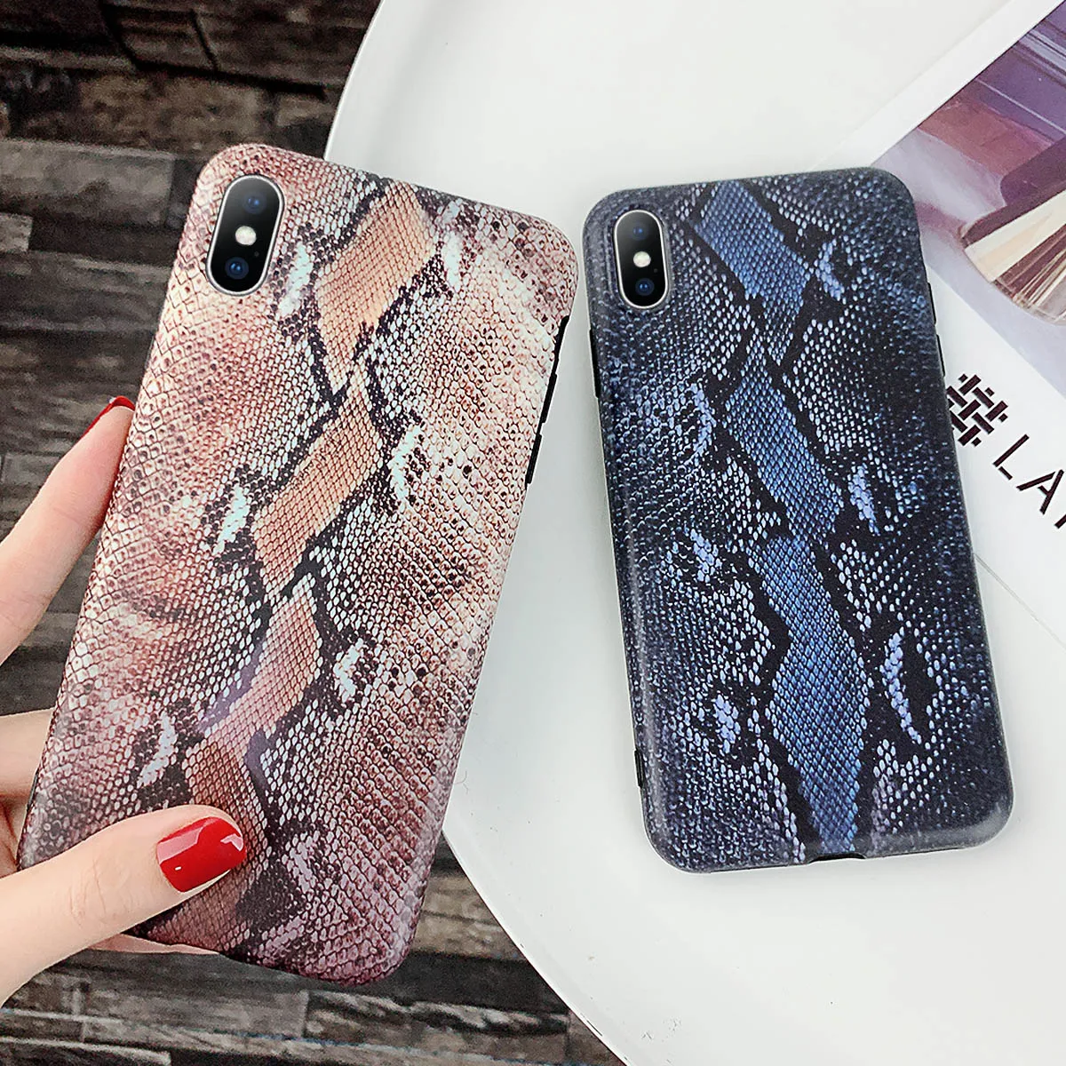 Moskado Snakeskin Texture Phone Case For iPhone 6 6S 7 8 Plus X XR XS Max Luxury Vintage Snake Skin Pattern |