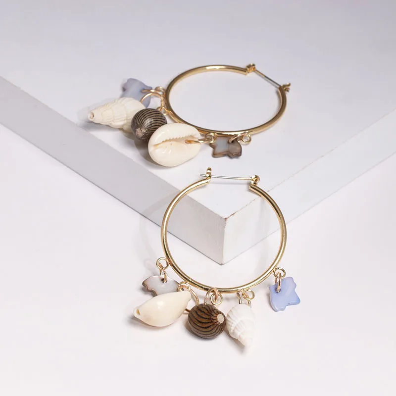 Женские серьги-подвески в виде ракушек серьги с кристаллами морской звезды