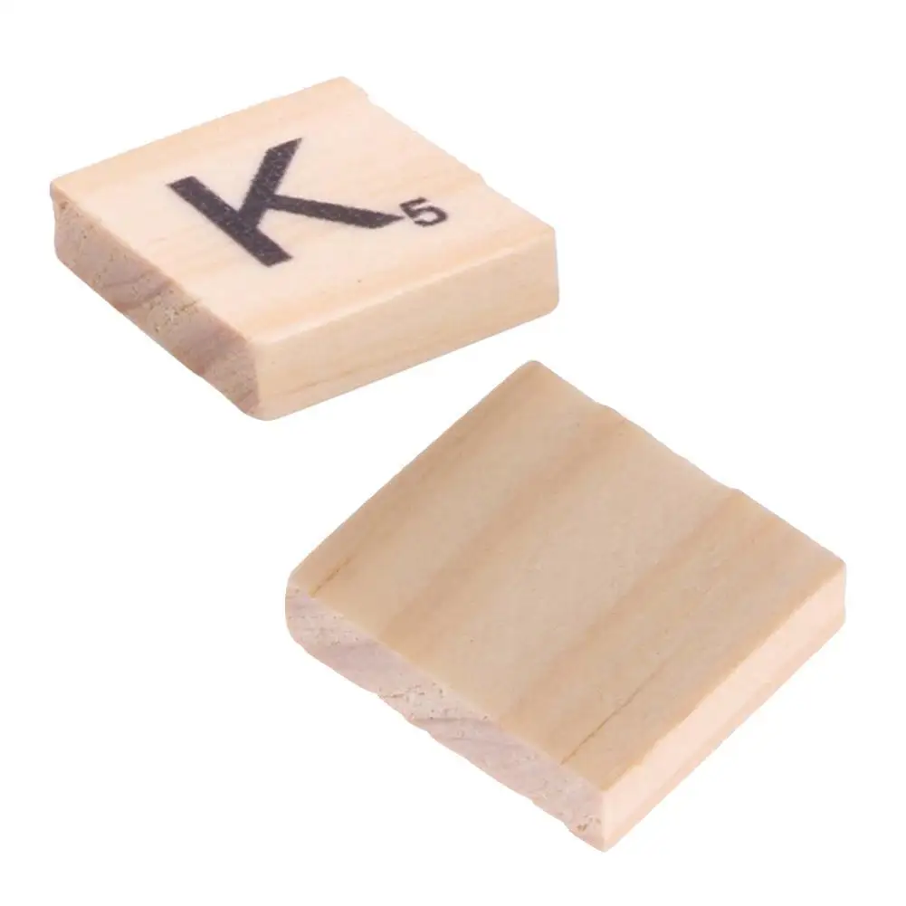 

100PCS Natural Material Wooden Tiles With Black Letters Numbers For Scrabble Children Colorful Child Puzzle Toys