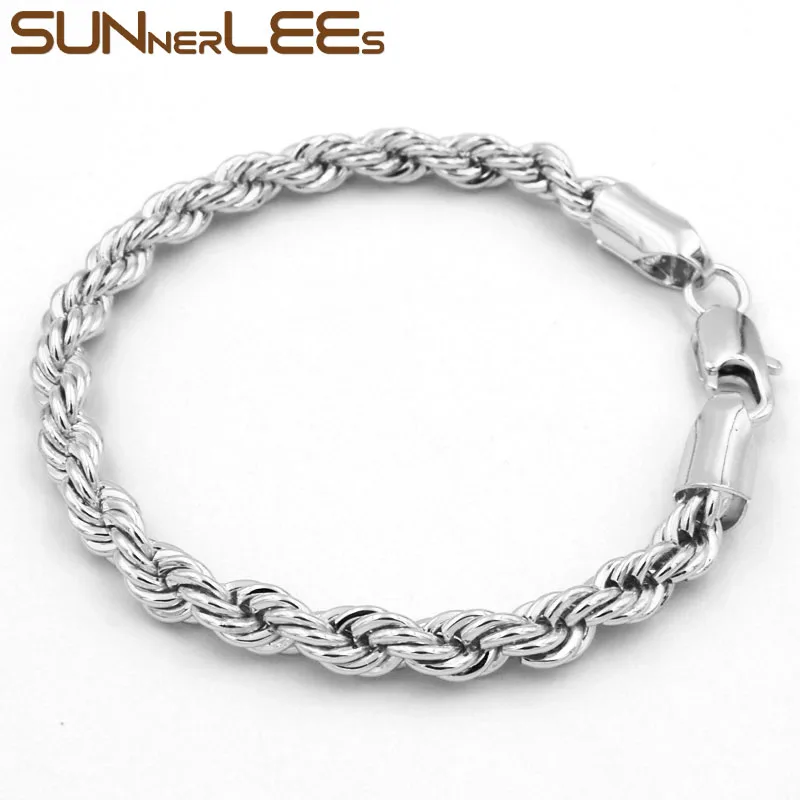 SUNNERLEES Ювелирные изделия 316L ожерелье из нержавеющей стали 2 мм ~ 6 веревка витая