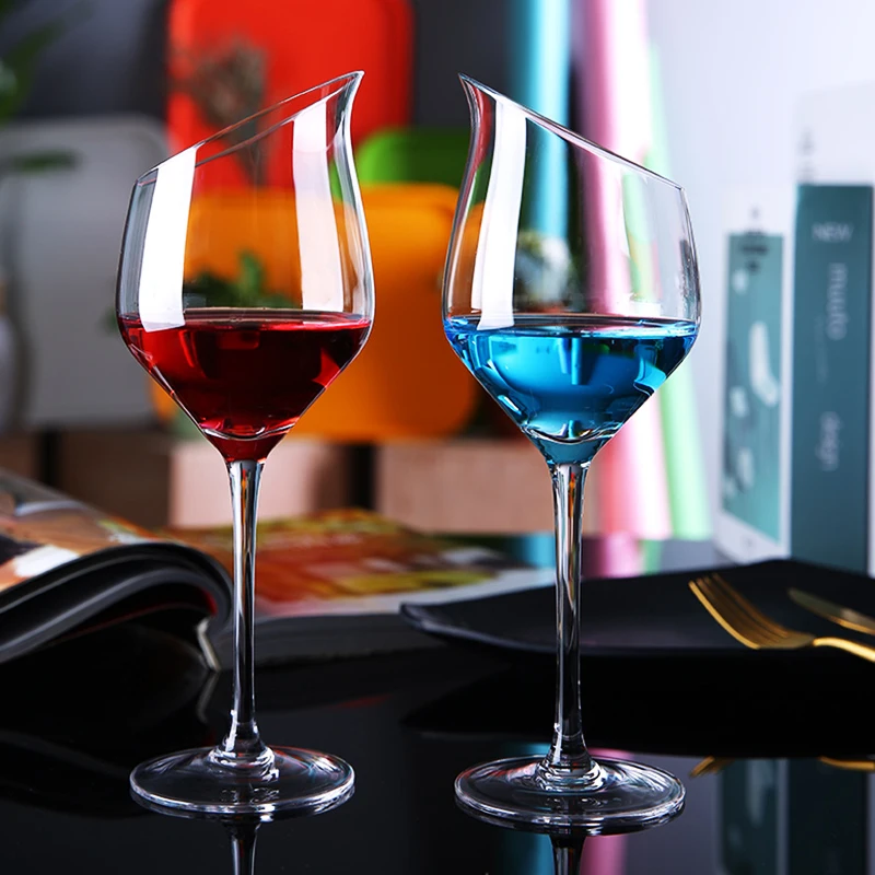 Креативные хрустальные бокалы для вина с косой горловиной украшения дома