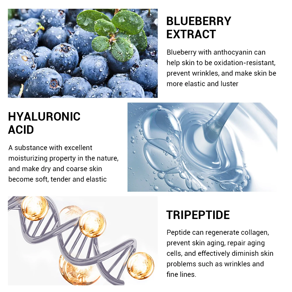 LANBENA Blueberry Hyaluronic Acid Serum Whitening Reduces Fine lines Anti-Aging Anti Wrinkle Moisturizing Essence Oil Skin Care | Красота и
