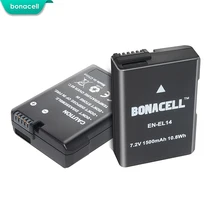 Bonacell 2 шт. для Nikon EN-EL14 1500 мА/ч, Перезаряжаемые батареи D3100 D3200 D3300 D5100 D5200 D5300 P7000 P7100 P7700 P7800 L50