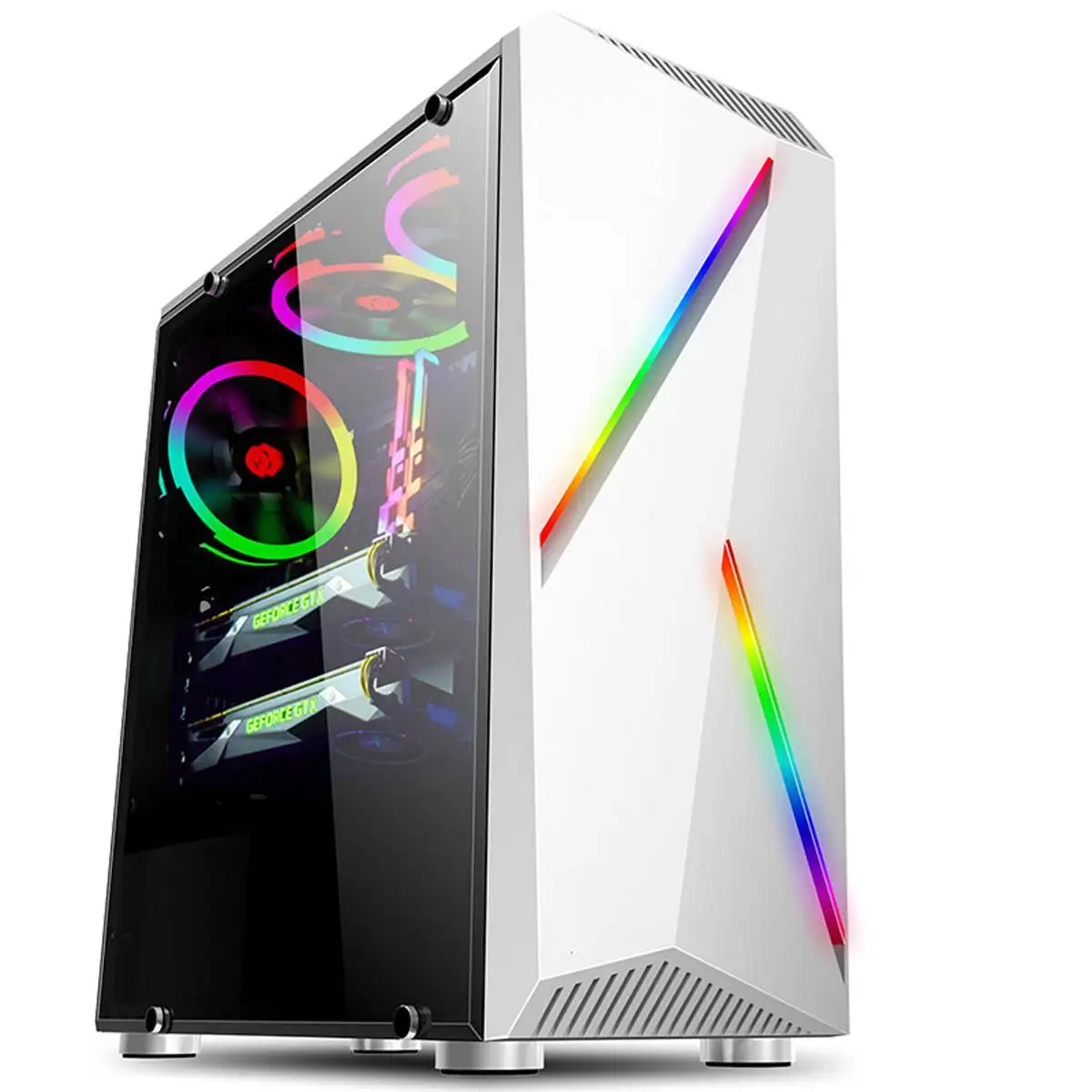 Чехол для компьютера S SKYEE Transparente игровая башня ATX Audio с 2 RGB полосками меняющими