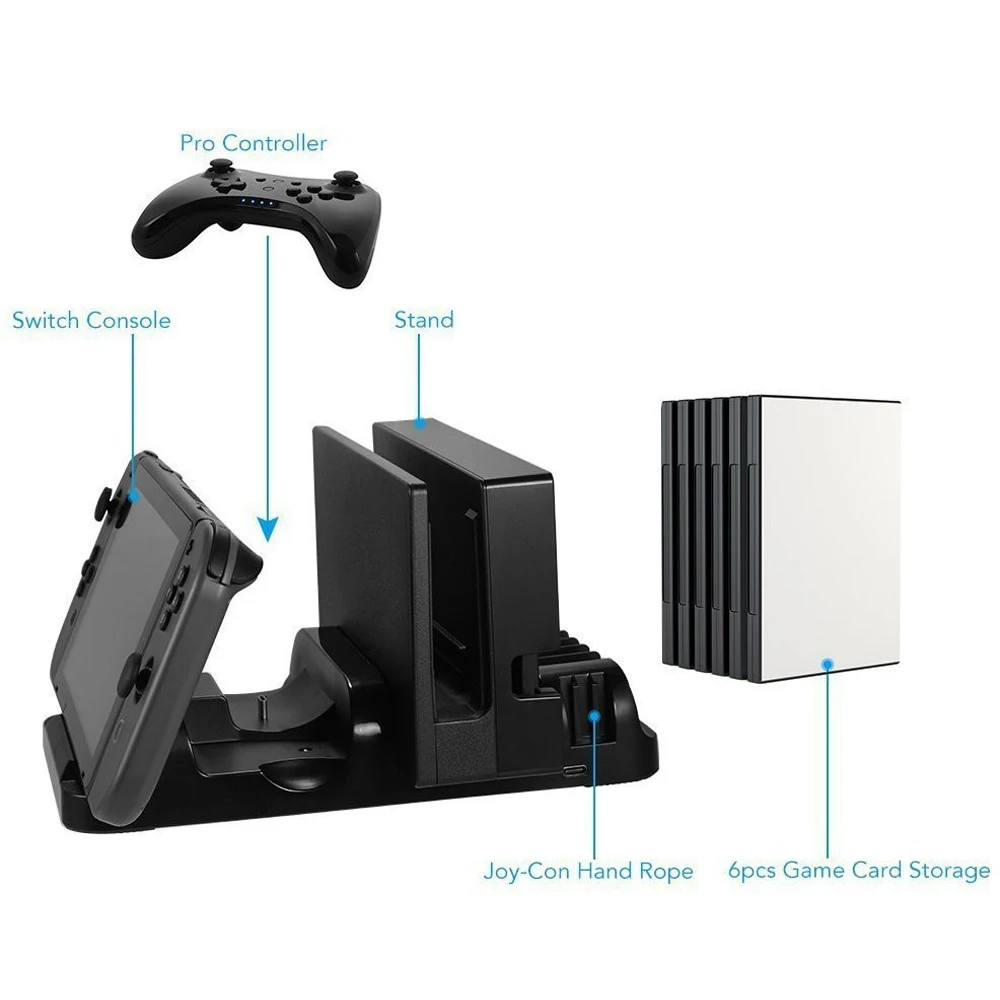 Ipega Multi-Function Charging Dock Game Console Charge Stand Base Charger With 6 Card Boxes Storage For Nintend Switch Pr | Электроника