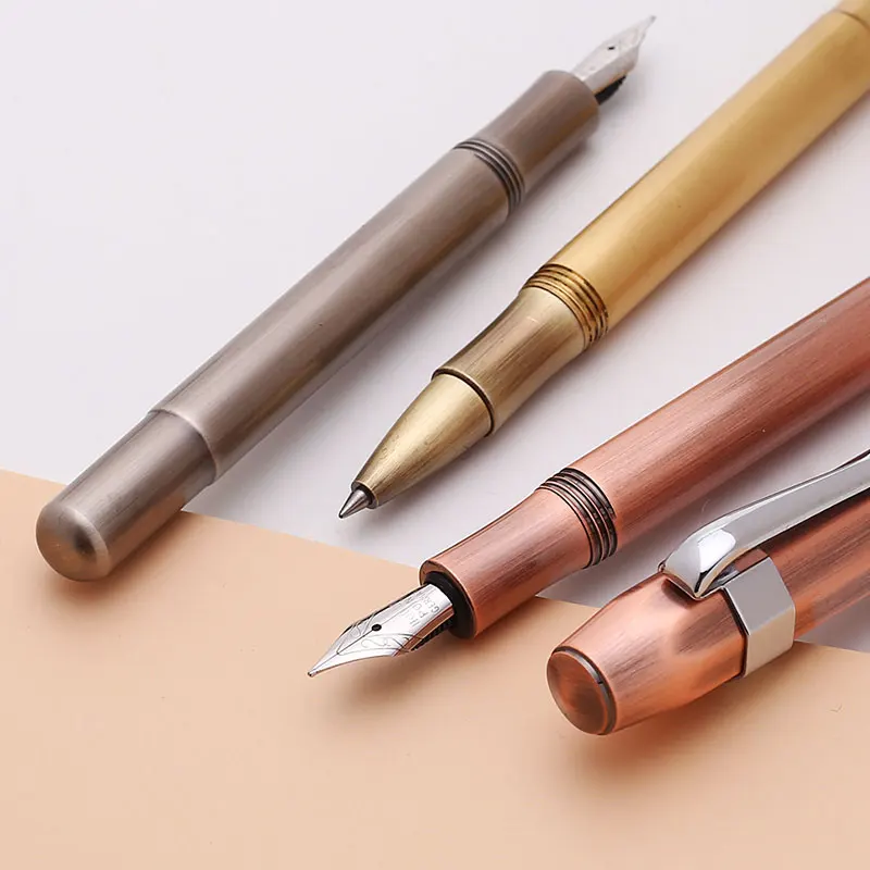 Vintage Brass Fountain Penoctagonal Pure CopperTraveler Business Gift Pen Office School Student Men's | Канцтовары для офиса и