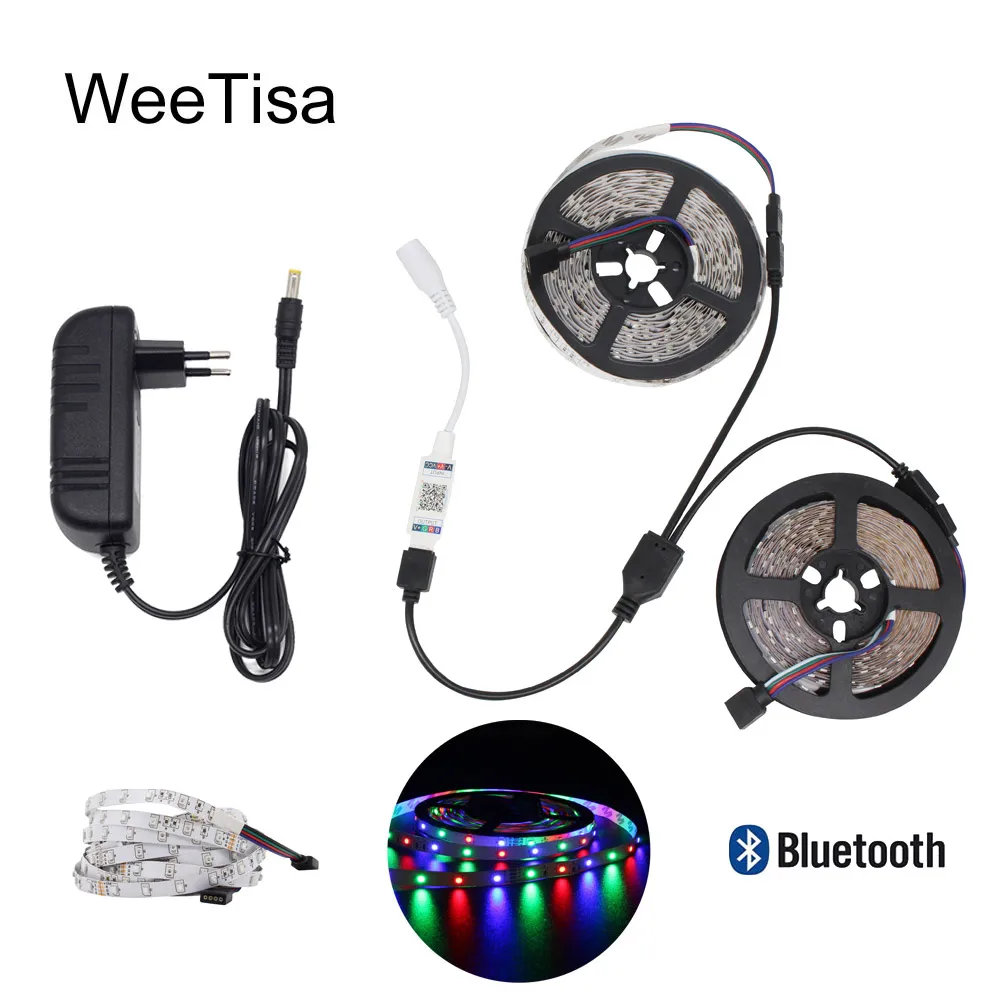 

12V LED Strip Bluetooth RGB Waterproof SMD 2835 5M 10M Flexible Tira RGB LED Tape Ribbon Stripe Light Fita DC 12V TV Backlight