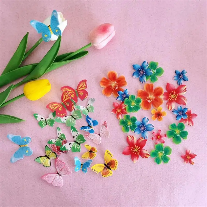 100 штук бабочка форма цветка украшения для выпечки торта клейкая съедобная
