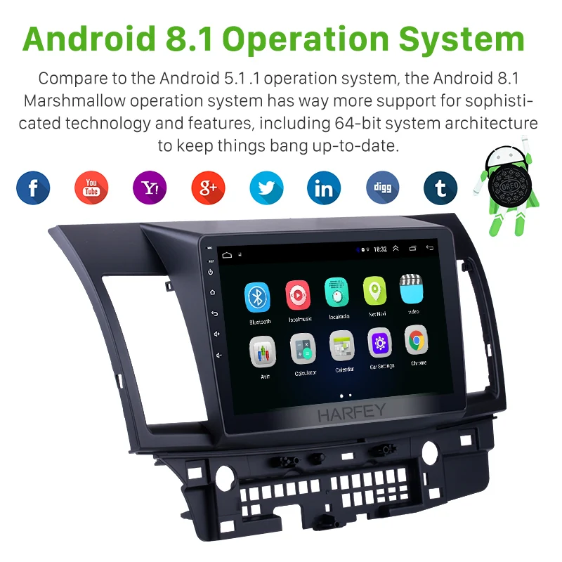 Harfey Android 8 1 10 ''сенсорный экран GPS навигация аудио стерео головное устройство