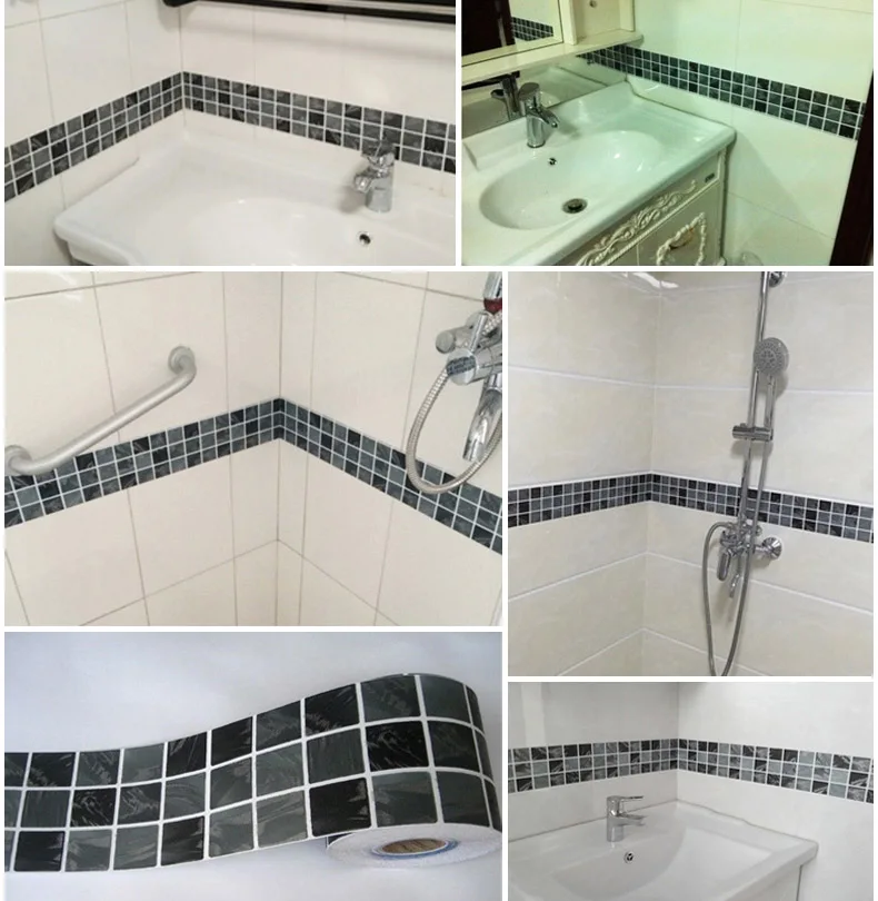 Самоклеящаяся мозаика DIY 5 м * 10 см кухонные виниловые наклейки на границы для