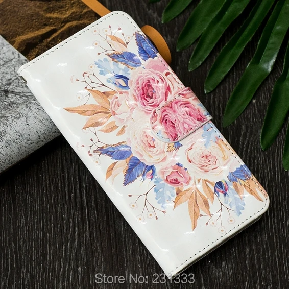Кожаный чехол кошелек с объемными цветами C ku подставкой для Samsung Galaxy A5 J3 2017 J5 J7 J4 J6
