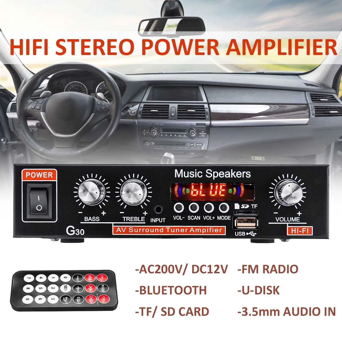 Автомобильный усилитель 2 канала Hi Fi стерео bluetooth 12 В 220 В|Многоканальные