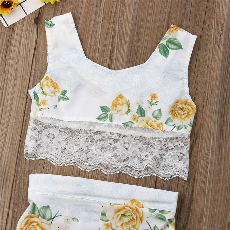 Modis/Новые комплекты летней одежды для маленьких девочек Кружевной укороченный