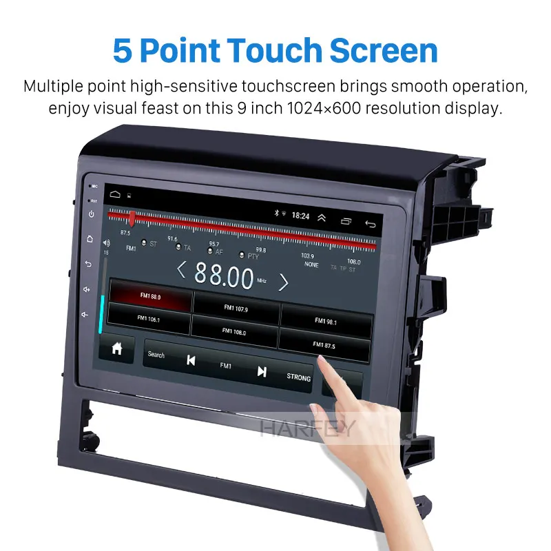 Harfey 9'' Android 8.1 Autoradio Bluetooth Car GPS for Toyota Land Cruiser 200 2016 TPMS DVR OBD II USB SD 3G WiFi SWC 1080P AUX |