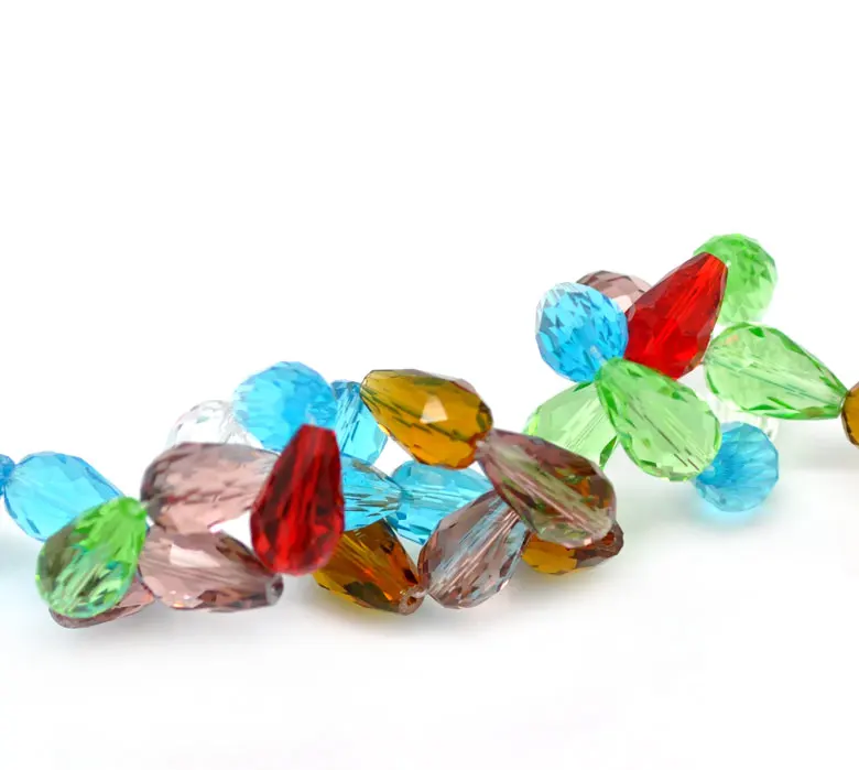 DoreenBeads 1 нить смешанные Хрустальные стеклянные граненые каплевидные бусины 15x10 мм