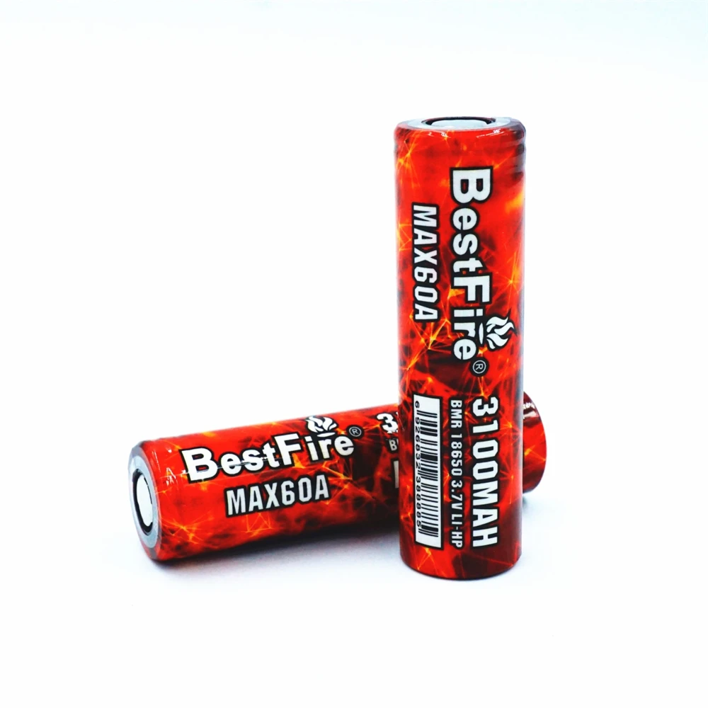 2 шт. BESTFIRE IMR18650 3100 мАч 60A плоский верх перезаряжаемый литиевый аккумулятор для ECIG