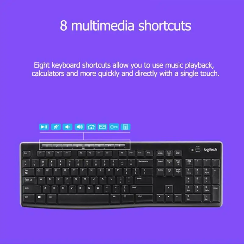 Logitech MK270 2 4G Беспроводная полноразмерная оптическая мышь клавиатура