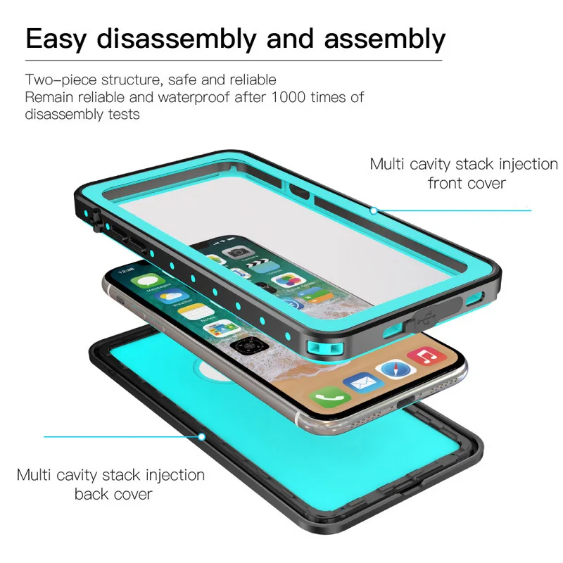 Original 100% Waterproof For iPhone X XS XR 7 8 Plus Case Phone Protector Shockproof Dustproof Cover Underwater Protective Coque |