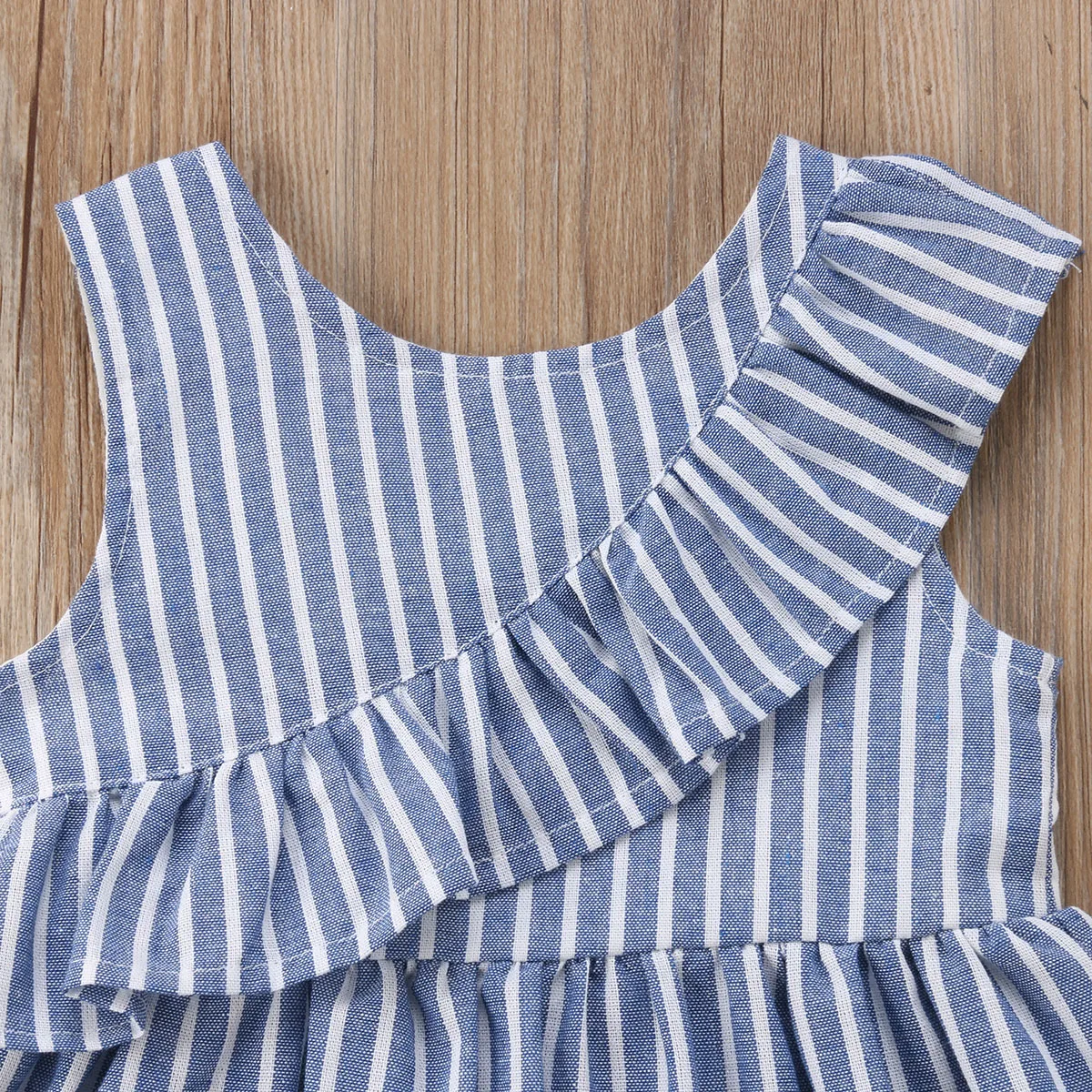 Платье для девочек Pudcoco детское Хлопковое платье в полоску с оборками вечерние