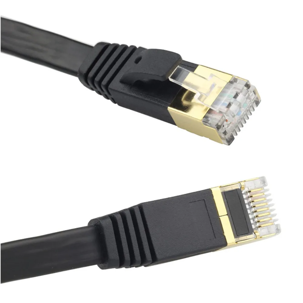 Плоский сетевой Ethernet кабель Lan Cat7 черные сетевые кабели UTP RJ45 20 м 15 10 5 3 2 1