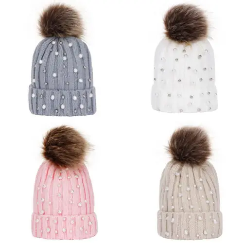 Зимняя теплая шапка для новорожденных маленьких мальчиков и девочек вязаная