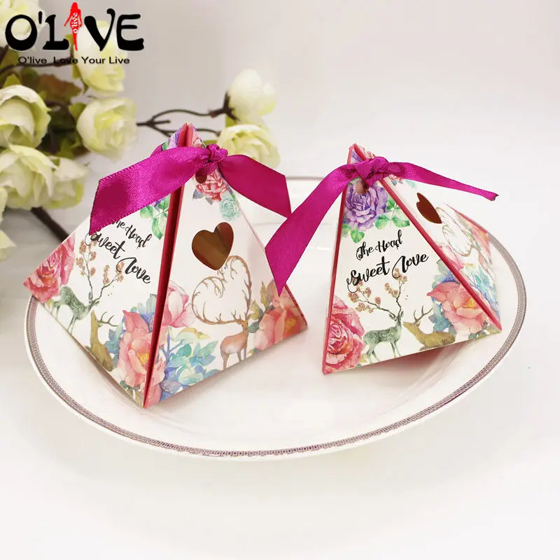 50 Pcs пирамидальная Подарочная коробка для упаковки конфет вечерние свадебные
