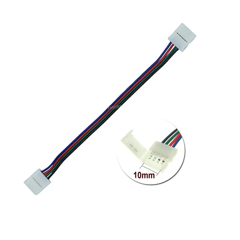 100 шт./лот 10 мм 4pin LED RGB Разъем провода кабель PCB Бесплатная Сварка 2 разъема для